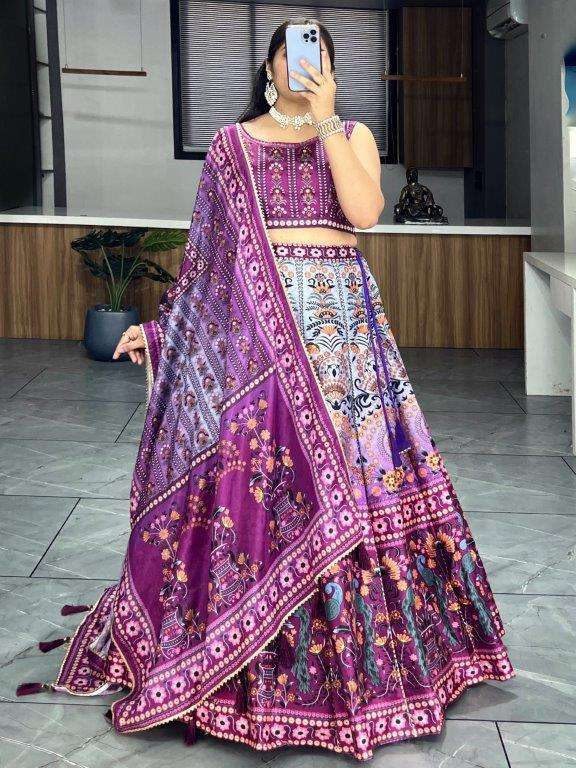 7131 COLOURS BY ASLIWHOLESALE FANCY DESIGNER ART SILK PRINTED LEHENGAS