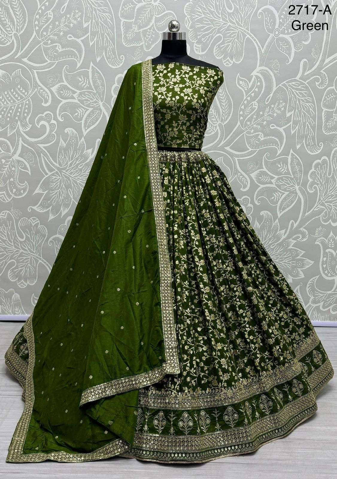 A-2717 COLOUR BY ASLIWHOLESALE HEAVY DESIGNER VISCOSE WORK BRIDAL LEHENGAS