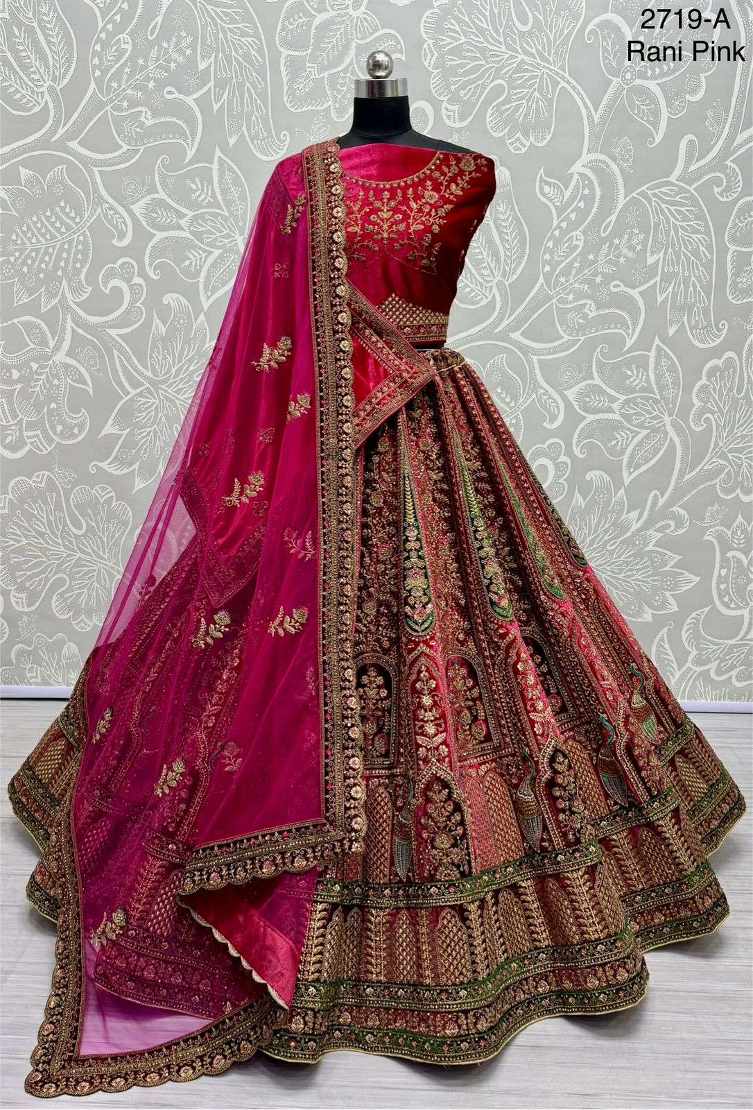 A-2719 COLOUR BY ASLIWHOLESALE HEAVY DESIGNER VELVET BRIDAL LEHENGAS