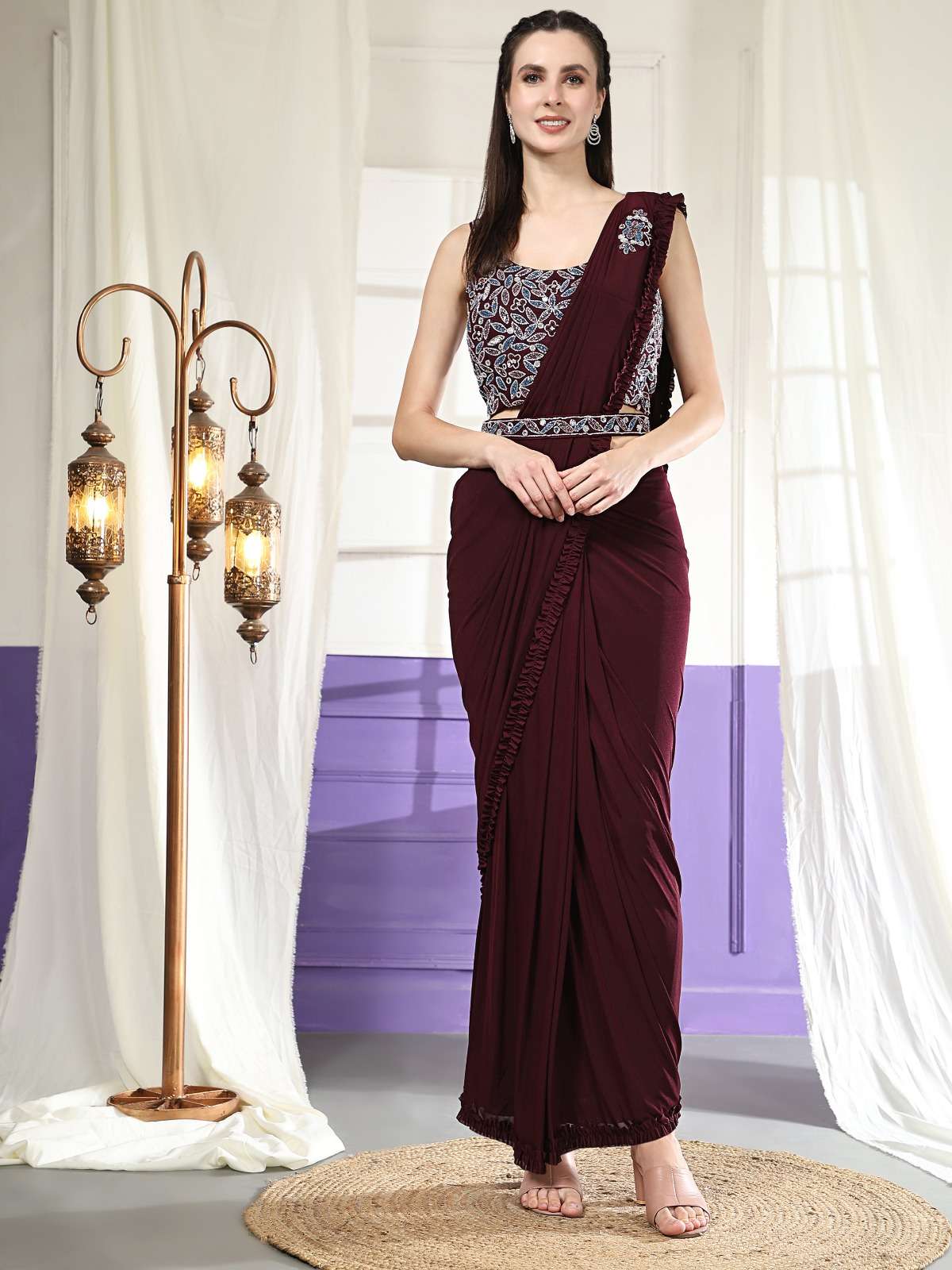 AMOHA 101995 COLOURS BY AMOHA TRENDZ IMPORTED FABRIC STITCHED SAREES