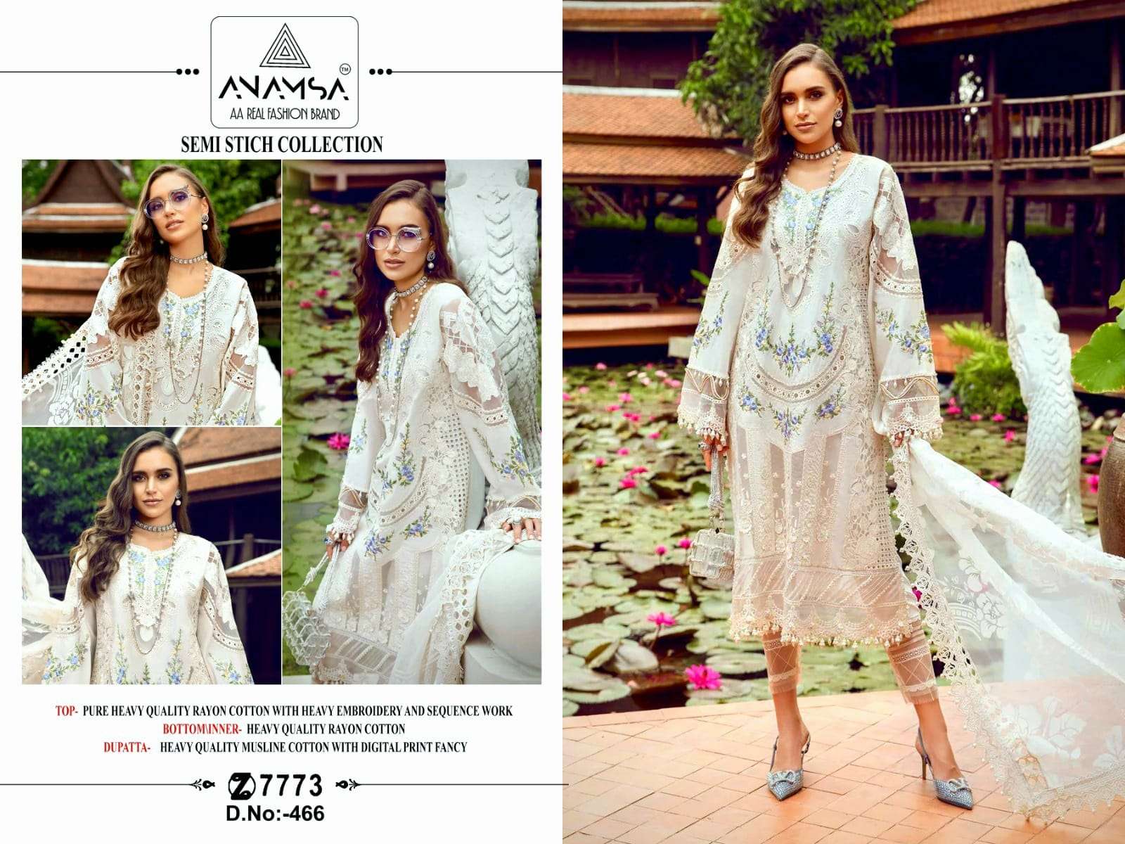 ANAMSA 466 BY ANAMSA DESIGNER PURE HEAVY RAYON COTTON WORK DRESS