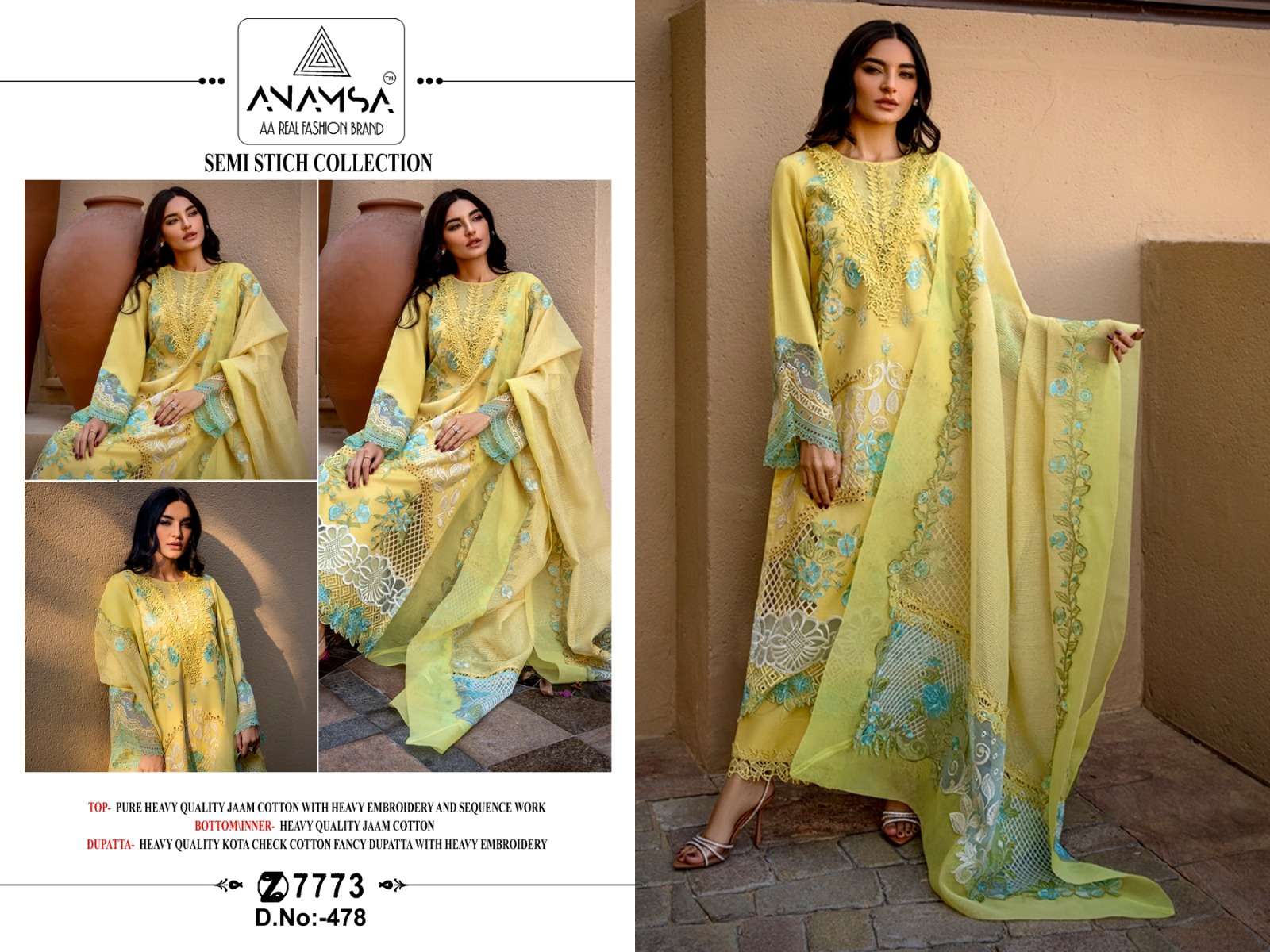 ANAMSA 478 SERIES BY ANAMSA DESIGNER PURE HEAVY JAAM COTTON WORK DRESS