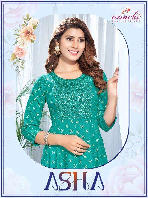 ASHA BY AANCHI 1001 TO 1006 SERIES LIVA REYON EMBROIDERY KURTIS