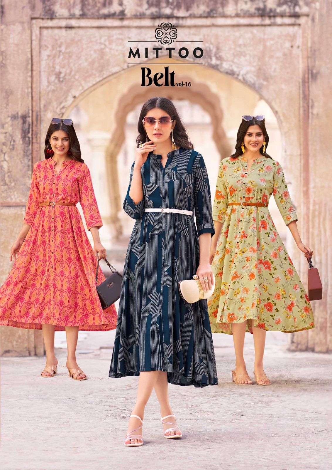 BELT VOL-16 BY MITTOO 1413 TO 1417 SERIES FANCY RAYON PRINT KURTIS