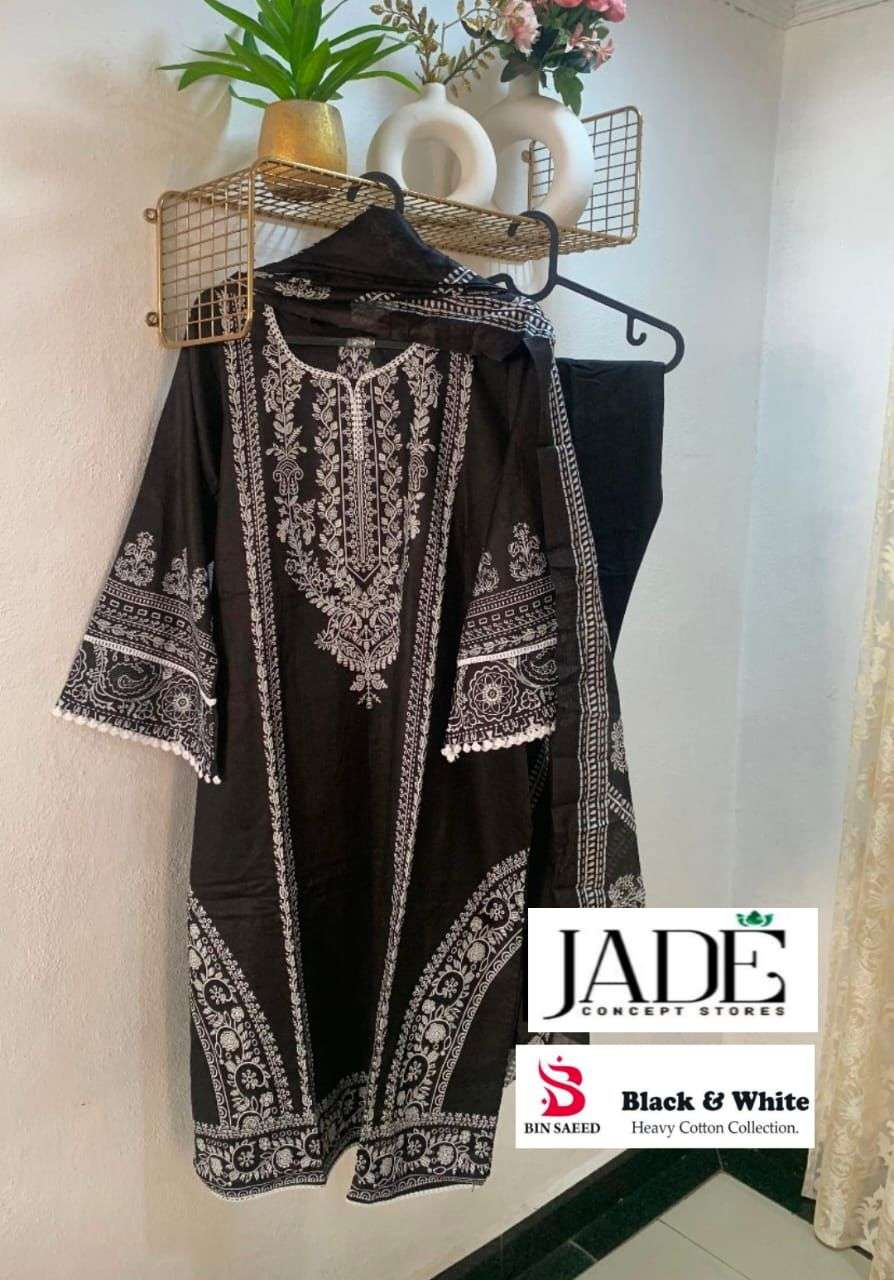 BLACK AND WHITE RM BY JADE 101 TO 106 SERIES PURE COTTON PRINT PAKISTANI DRESSES