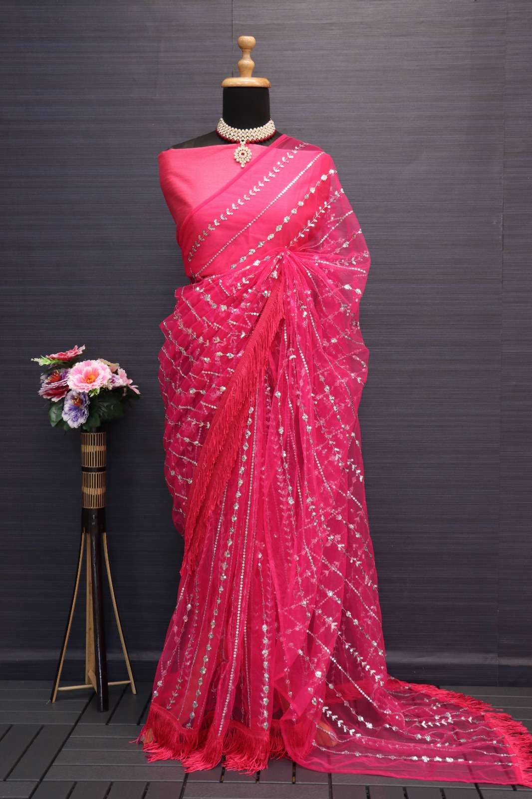 BT-354 BY ASLIWHOLESALE DESIGNER SOFT NYLONE BUTTERFLY NET WORK SAREES