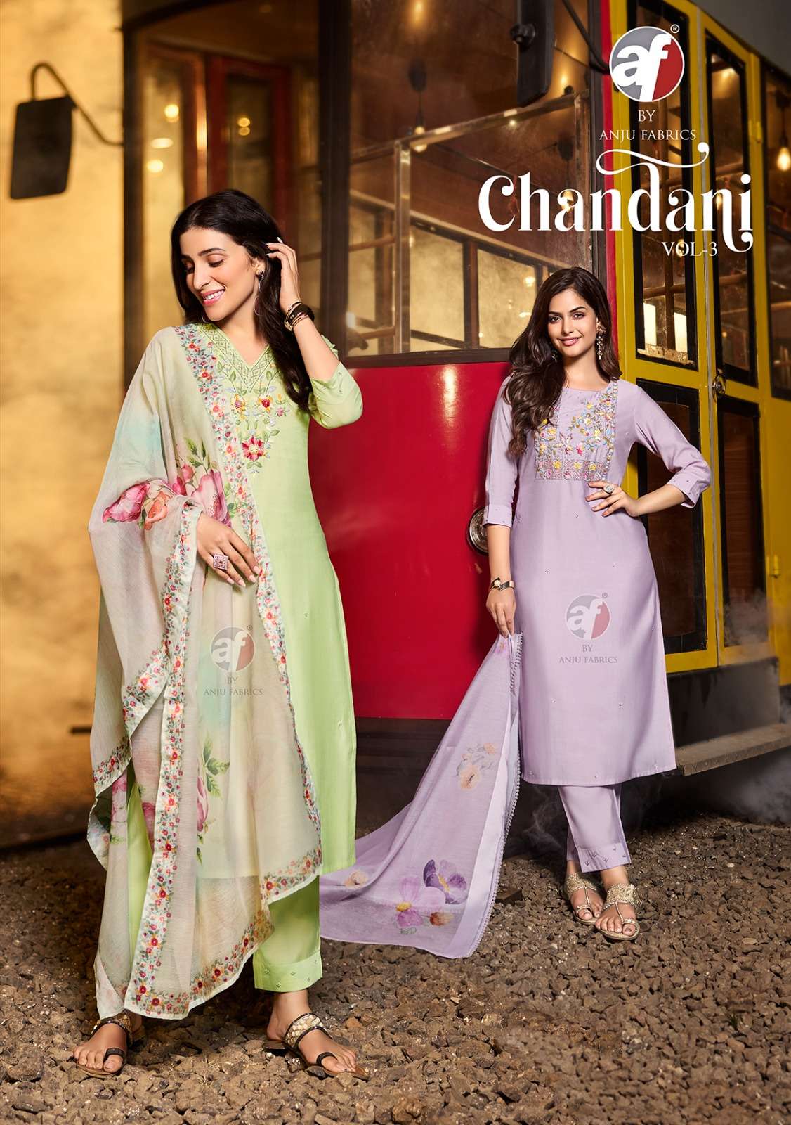 CHANDANI VOL-3 BY ANJU FABRICS 3731 TO 3736 SERIES VISCOSE NYLON DRESSES