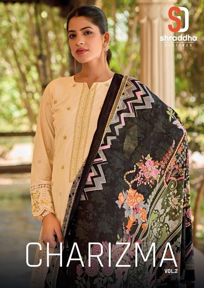 CHARIZMA VOL-2 BY SHRADDHA DESIGNER LAWN COTTON PRINTED HEAVY EMBROIDERY DRESSES