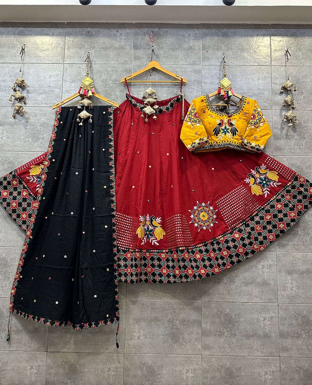 DAKSHA VOL-25 BY ASLIWHOLESALE FANCY COTTON GAMTHI WORK NAVRATRI LEHENGAS