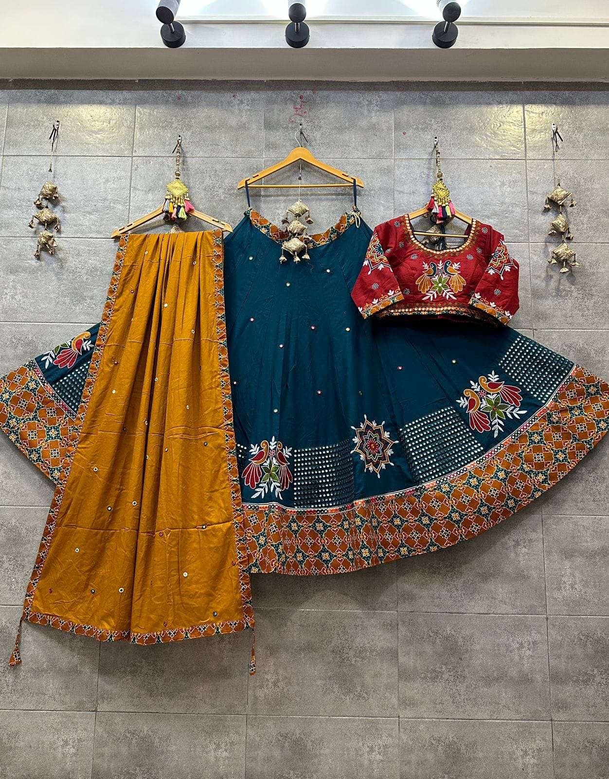 DAKSHA VOL-28 BY ASLIWHOLESALE FANCY COTTON GAMTHI WORK NAVRATRI LEHENGAS