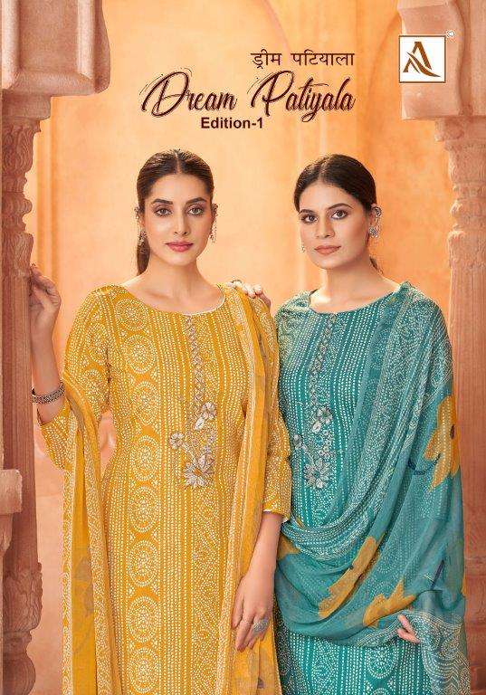 DREAM PATIYALA BY ALOK SUIT 103-001 TO 103-004 SERIES CAMBRIC COTTON PRINTED DRESSES