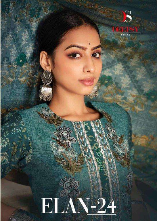 ELAN-24 BY DEEPSY SUITS 39001 TO 39008 SERIES PURE MUSLIN PAKISTANI DRESSES