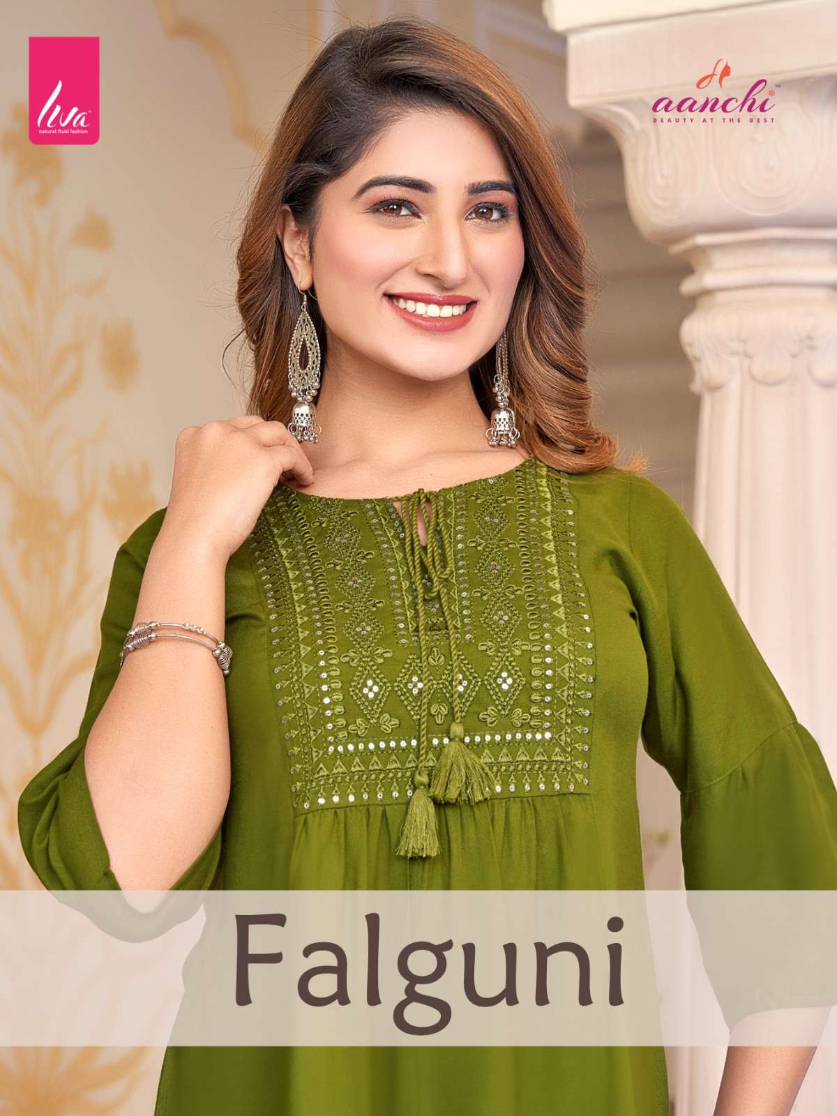 FALGUNI BY AANCHI 1001 TO 1006 SERIES RAYON FANCY EMBROIDERY TOPS