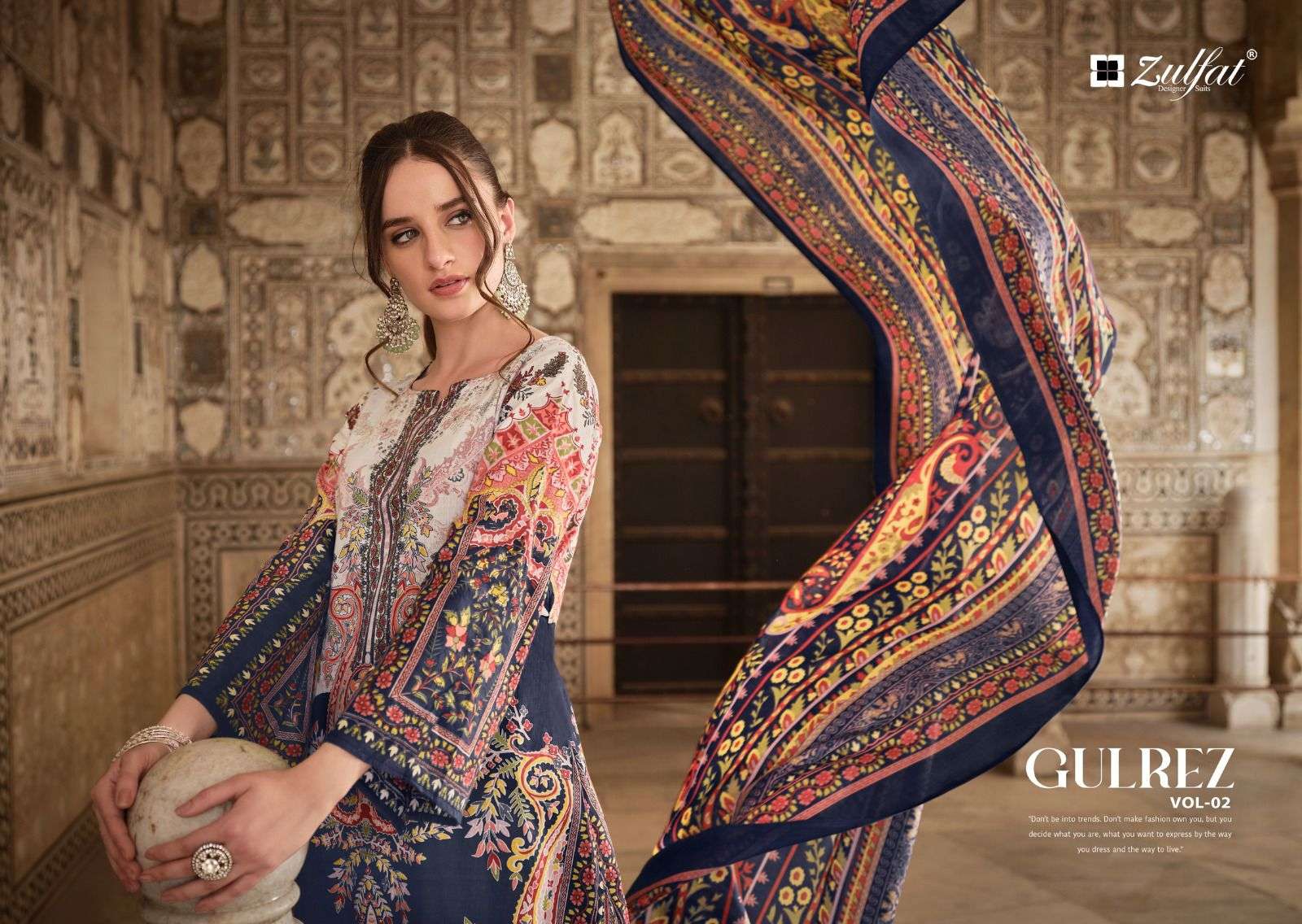 GULREZ VOL-02 BY ZULFAT 553-001 TO 553-008 SERIES DESIGNER COTTON PRINT DRESSES