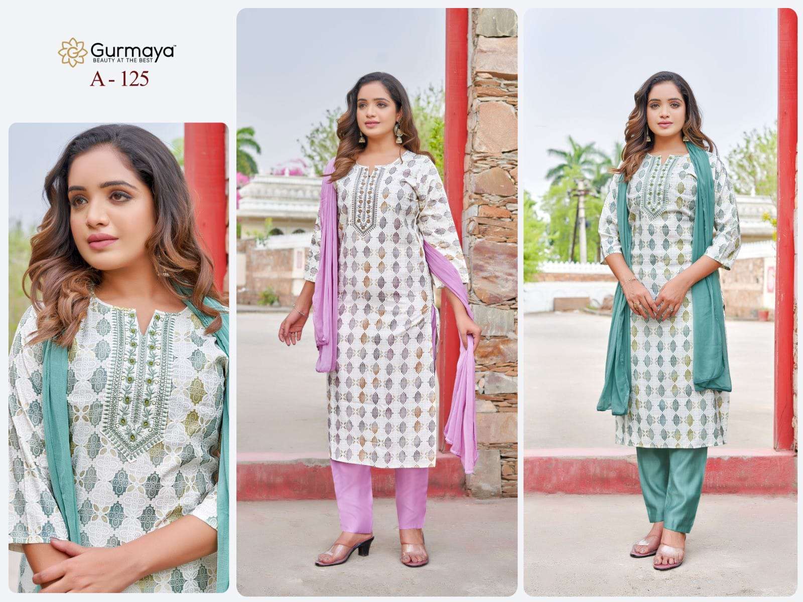 GURMAYA-125 BY AANCHI A TO B SERIES FANCY CHANDERI DESIGNER PRINT DRESSES