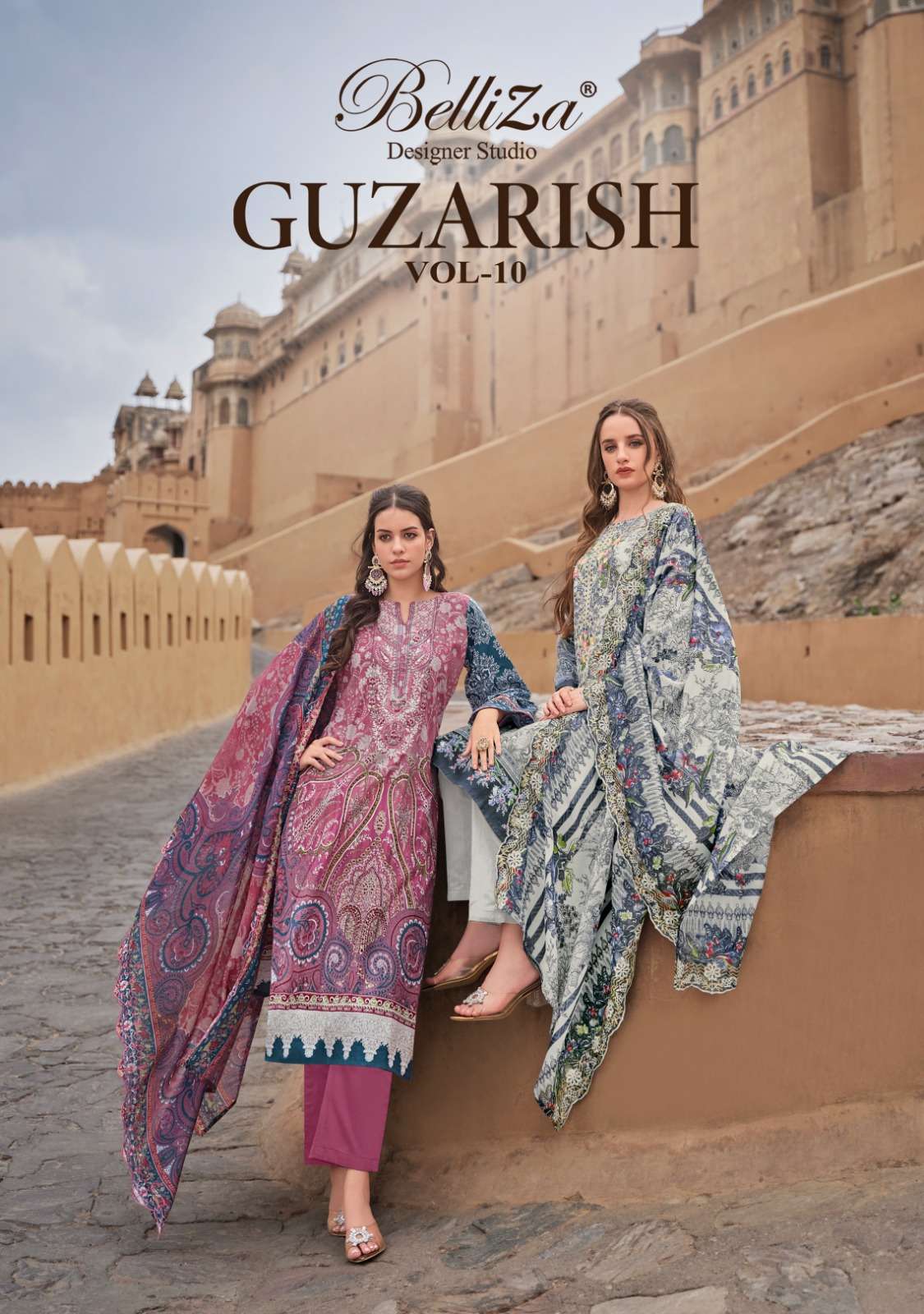 GUZARISH VOL-10 BY BELLIZA 923-001 TO 923-008 SERIES COTTON EMBROIDERY DRESSES