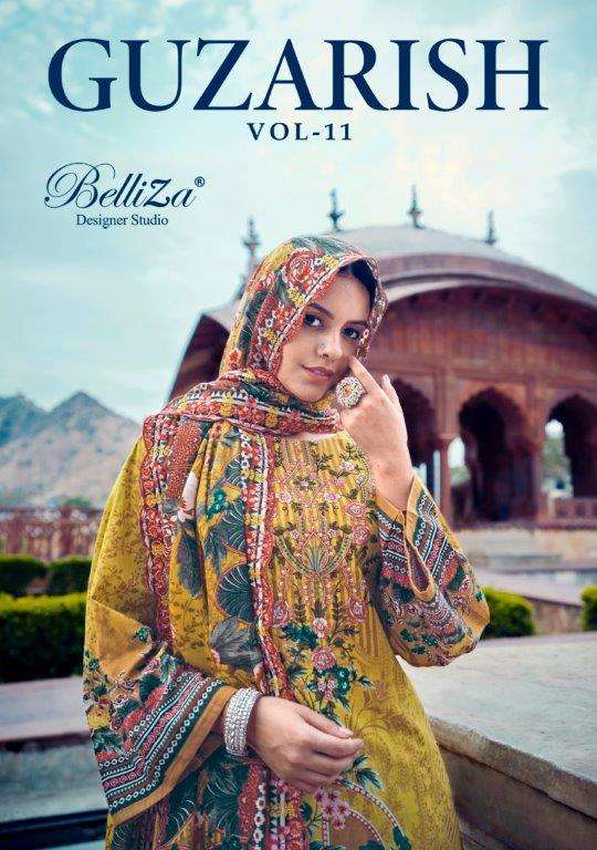 GUZARISH VOL-11 BY BELLIZA 924-001 TO 924-008 SERIES COTTON EMBROIDERY DRESSES