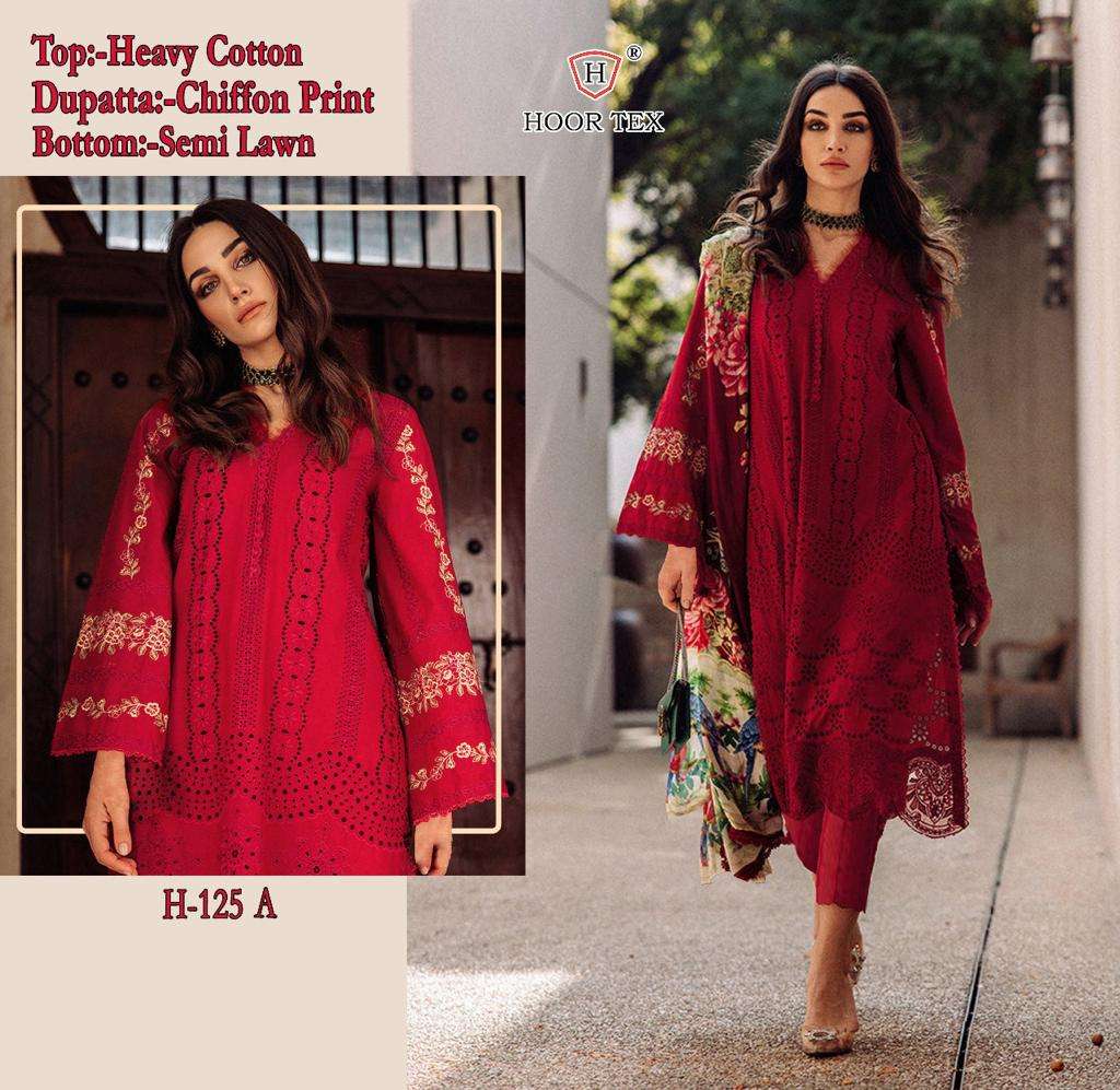 H-125 COLOURS BY HOOR TEX DESIGNER COTTON EMBROIDERED PAKISTANI DRESSES