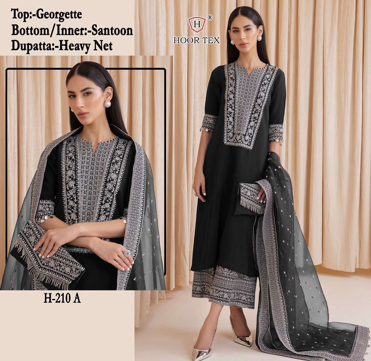 H-210 COLOURS BY HOOR TEX FAUX GEORGETTE EMBROIDERED PAKISTANI DRESSES