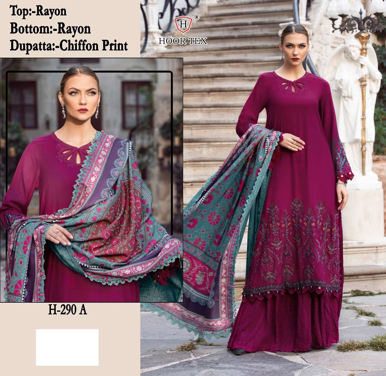 H-290 COLOURS BY HOOR TEX DESIGNER RAYON EMBROIDERED PAKISTANI DRESSES