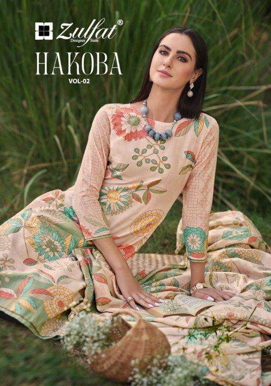 HAKOBA VOL-02 BY ZULFAT 558-001 TO 558-008 SERIES DESIGNER COTTON PRINT DRESSES