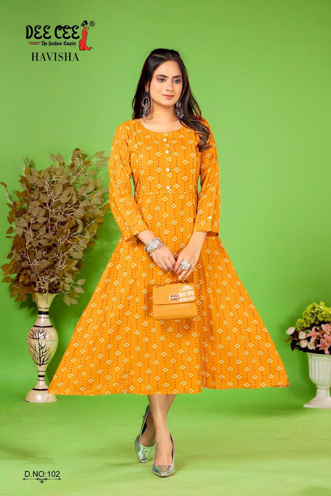 HAVISHA BY DEE CEE 1001 TO 1006 SERIES DESIGNER FANCY RAYON PRINT KURTIS