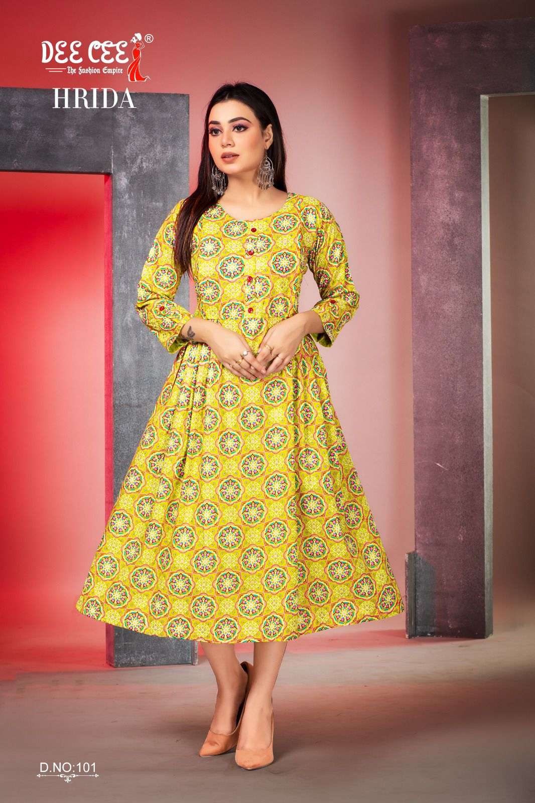 HRIDA BY DEE CEE 1001 TO 1006 SERIES DESIGNER FANCY RAYON PRINT KURTIS