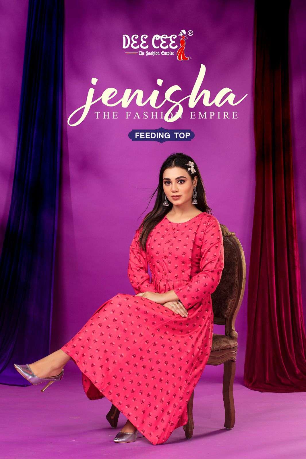 JENISHA BY DEE CEE 1001 TO 1006 SERIES DESIGNER FANCY RAYON PRINT KURTIS