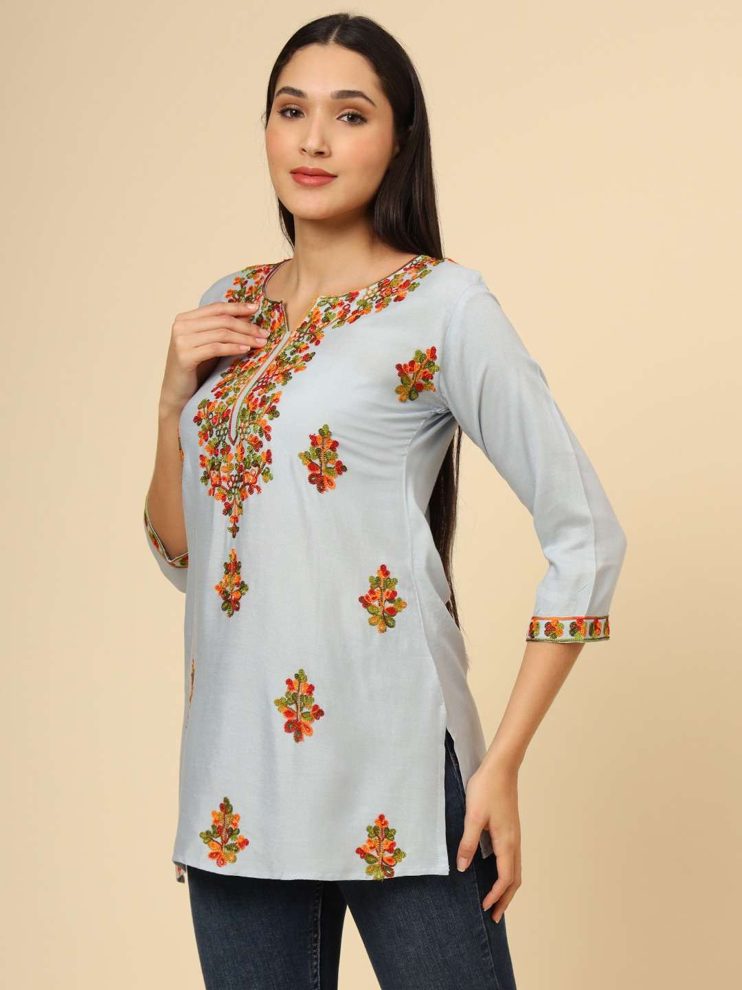 KANYA BY ASLIWHOLESALE DESIGNER FACNY RAYON WORK CASUAL TOPS