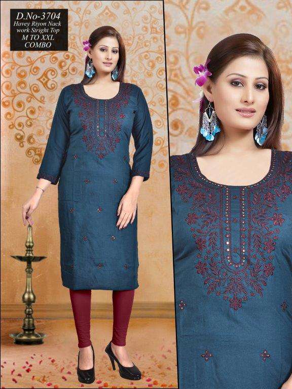 KAVITA BY ASLIWHOLESALE DESIGNER FACNY RAYON HANDWORK KURTIS