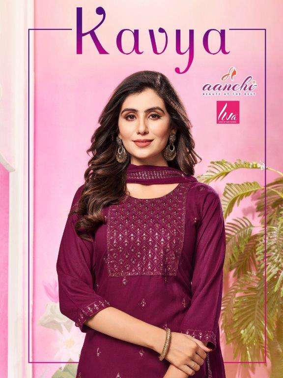 KAVYA BY AANCHI 1001 TO 1004 SERIES LIVA RAYON EMBROIDERY DRESSES