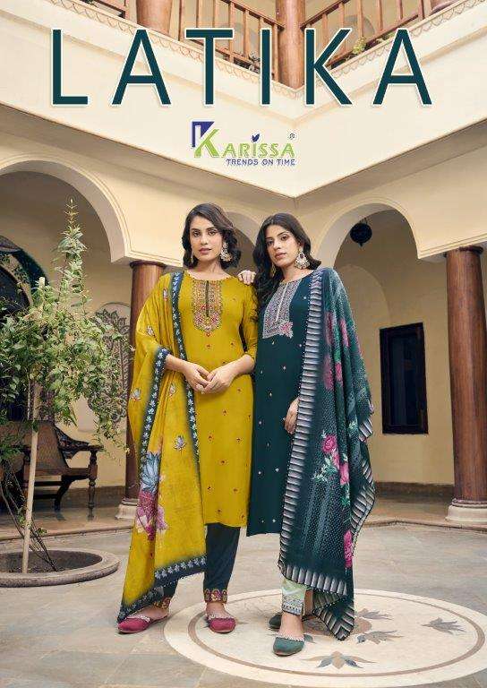 LATIKA VOL-1 BY KARISSA 1001 TO 1006 SERIES LIVA RAYON STITCHED DRESSES