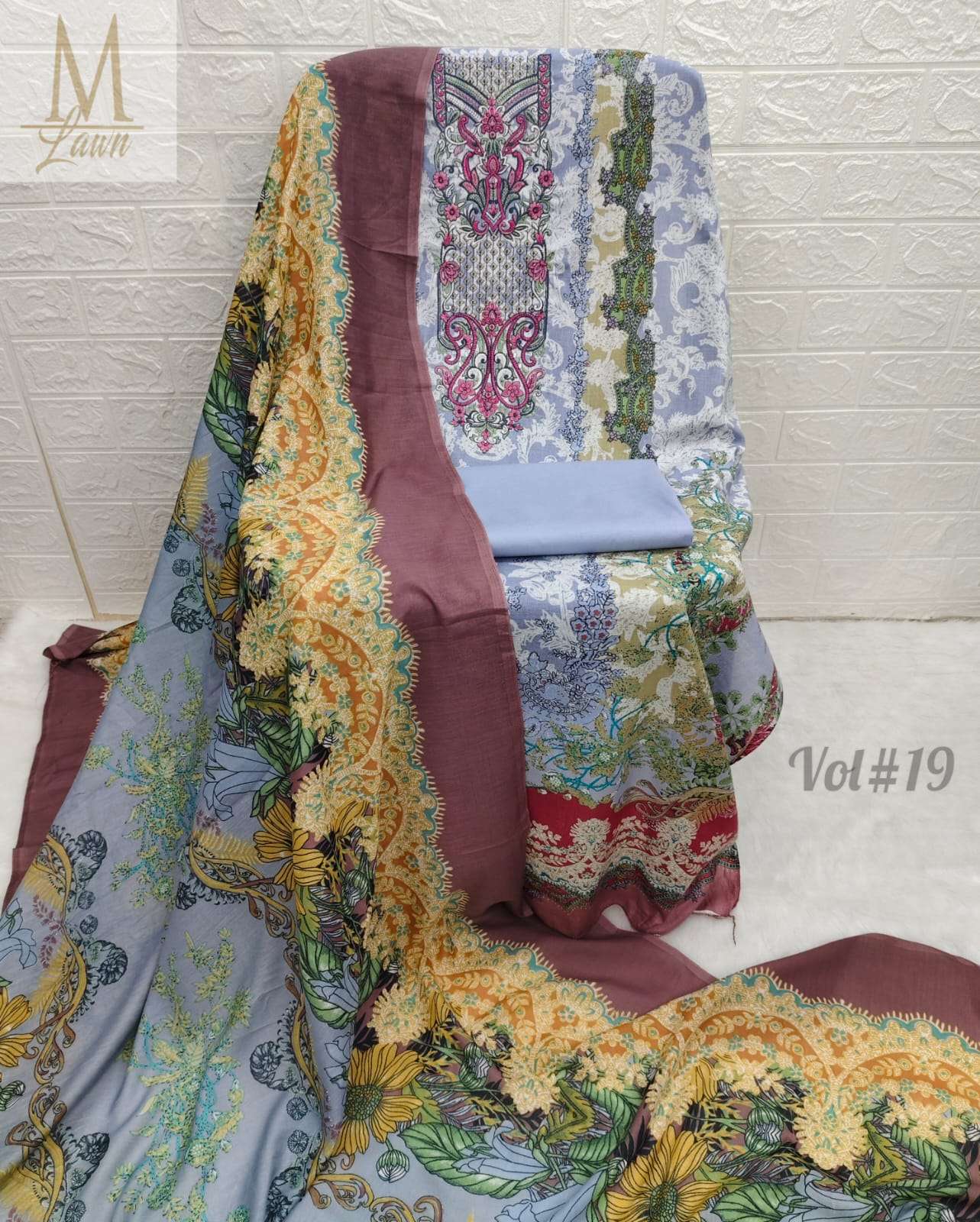 M-LAWN VOL-19 BY ASLIWHOLESALE DESIGNER PURE LAWN COTTON PAKISTANI DRESSES