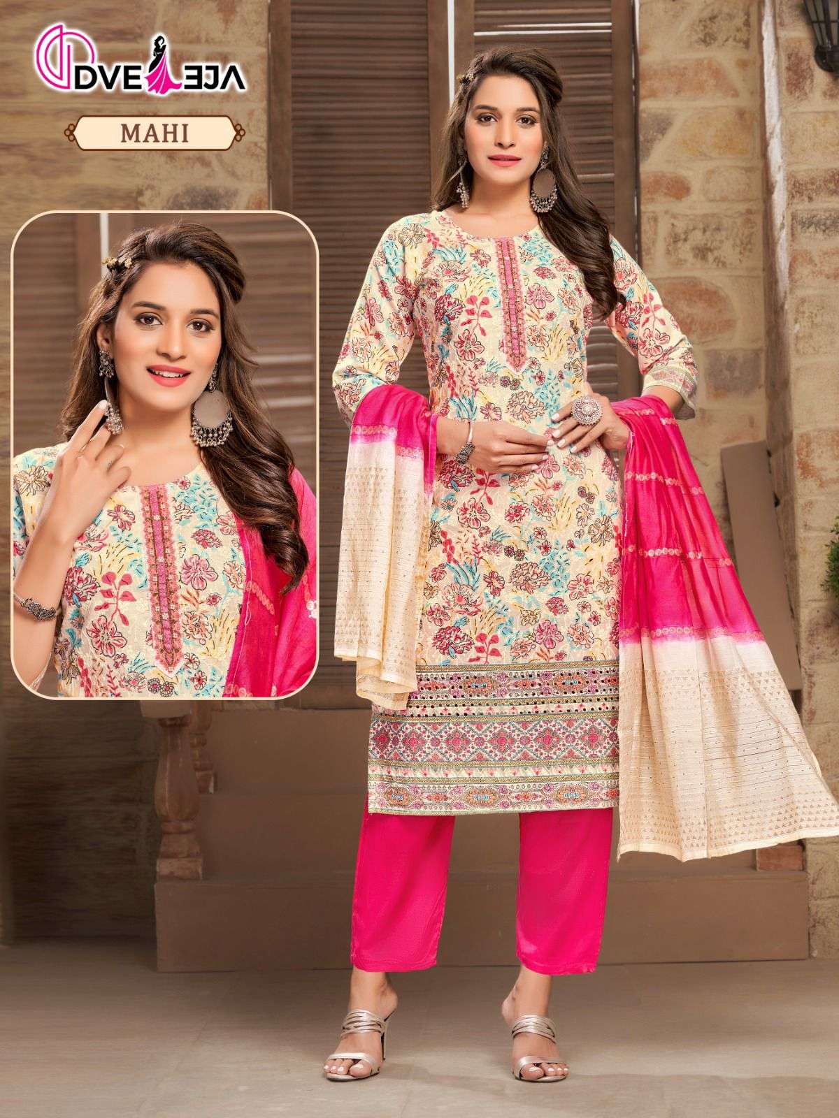 MAHI BY DVEEJA 01 TO 12 SERIES FANCY COTTON PRINTS EMBROIDERY DRESSES