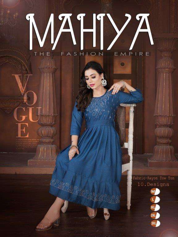 MAHIYA VOL-01 BY ASLIWHOLESALE DESIGNER FACNY RAYON PRINT KURTIS