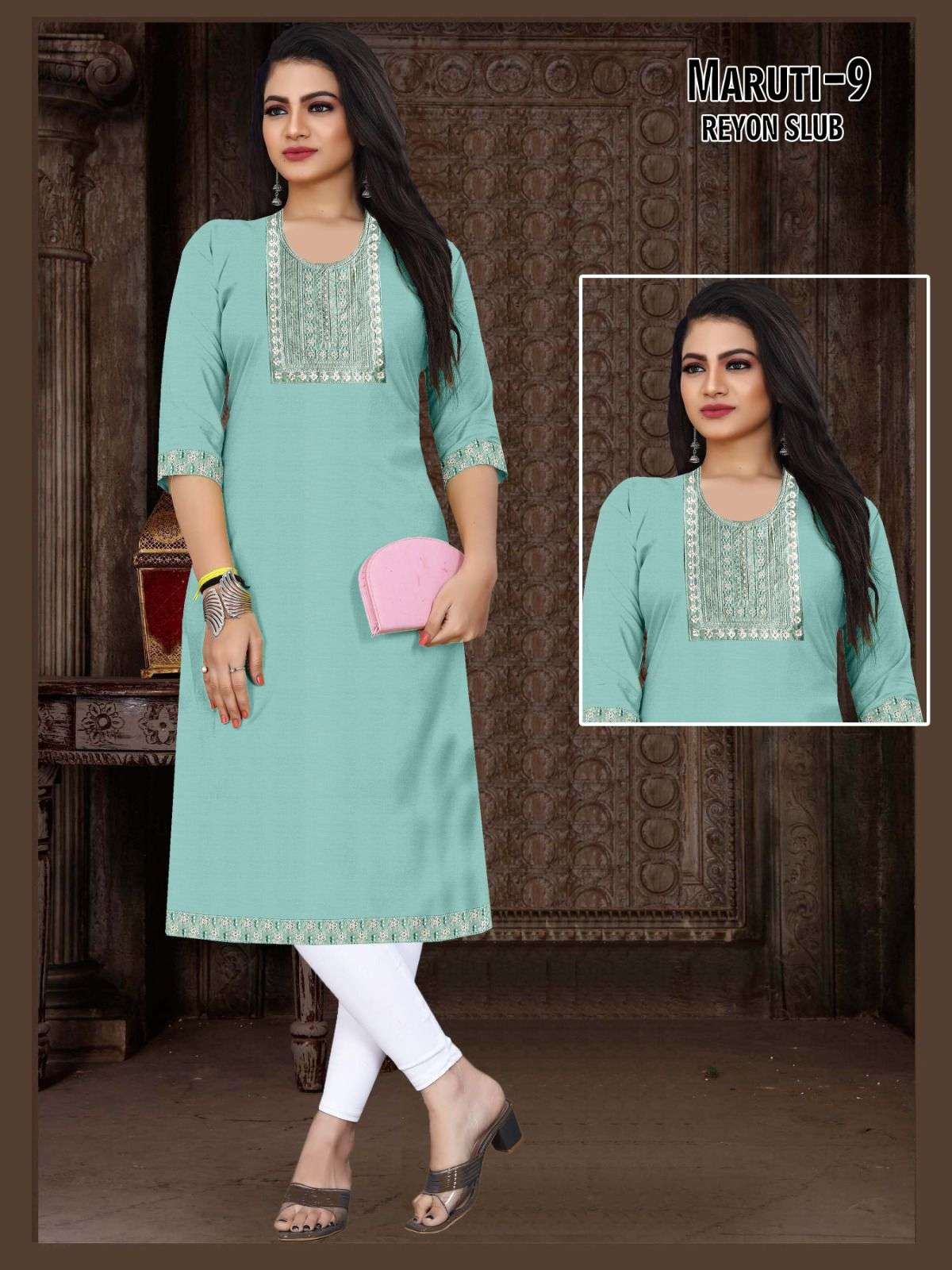 MARUTI BY ASLIWHOLESALE DESIGNER FACNY RAYON SLUB PRINT KURTIS 