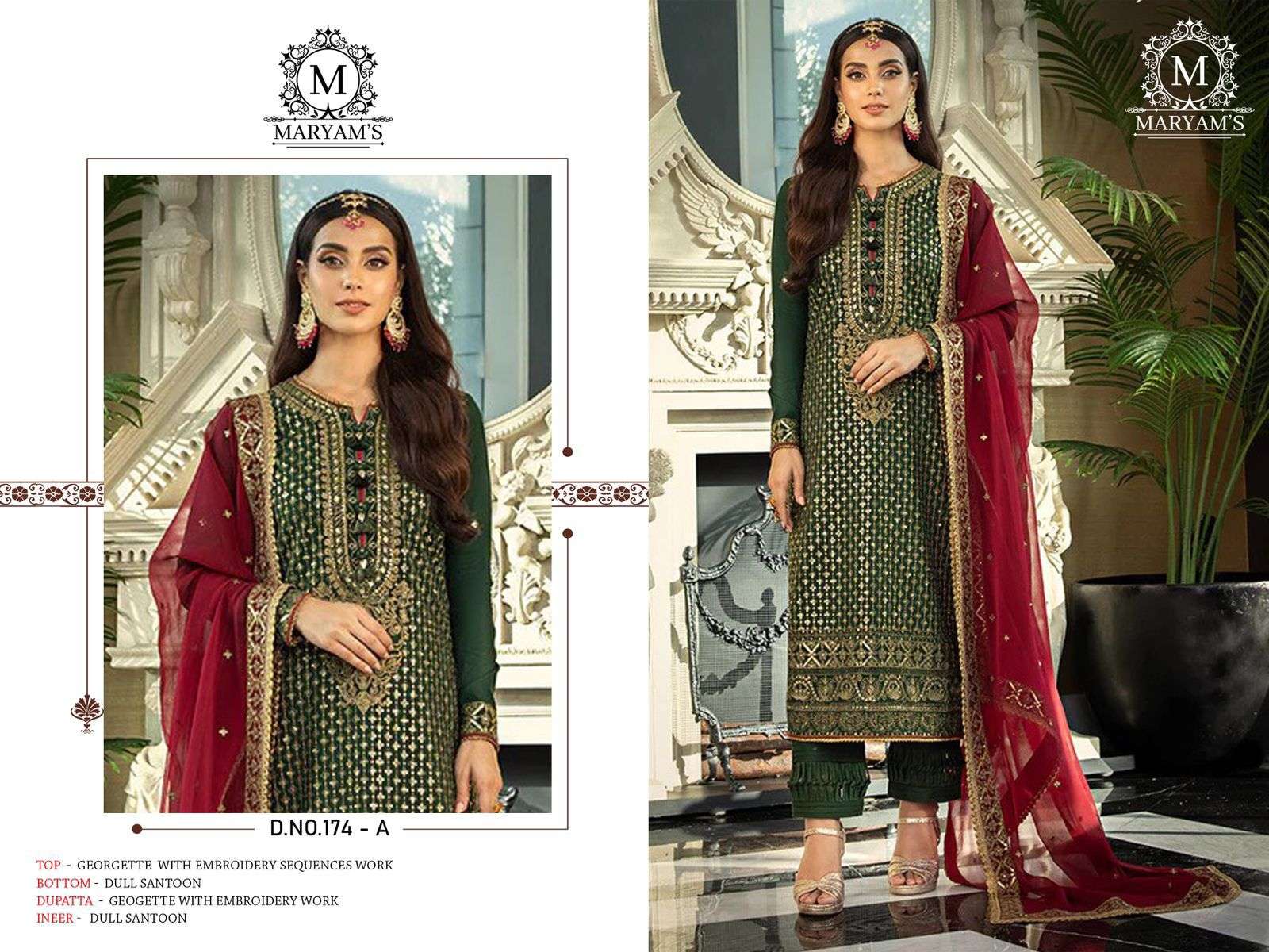 MARYAMS 174 COLOURS BY ASLIWHOLESALE HEAVY FAUX GEORGETTE WORK DRESSES