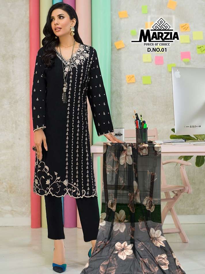 MARZIA-01 HIT DESIGN BY ASLIWHOLESALE DESIGNER FAUX GEORGETTE STITCHED DRESS