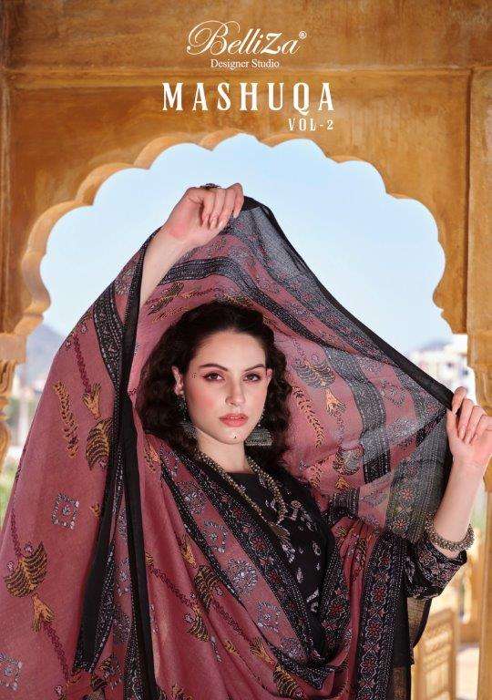 MASHUQA VOL-02 BY BELLIZA 544-001 TO 544-008 SERIES COTTON PRINTS EMBROIDERY DRESSES