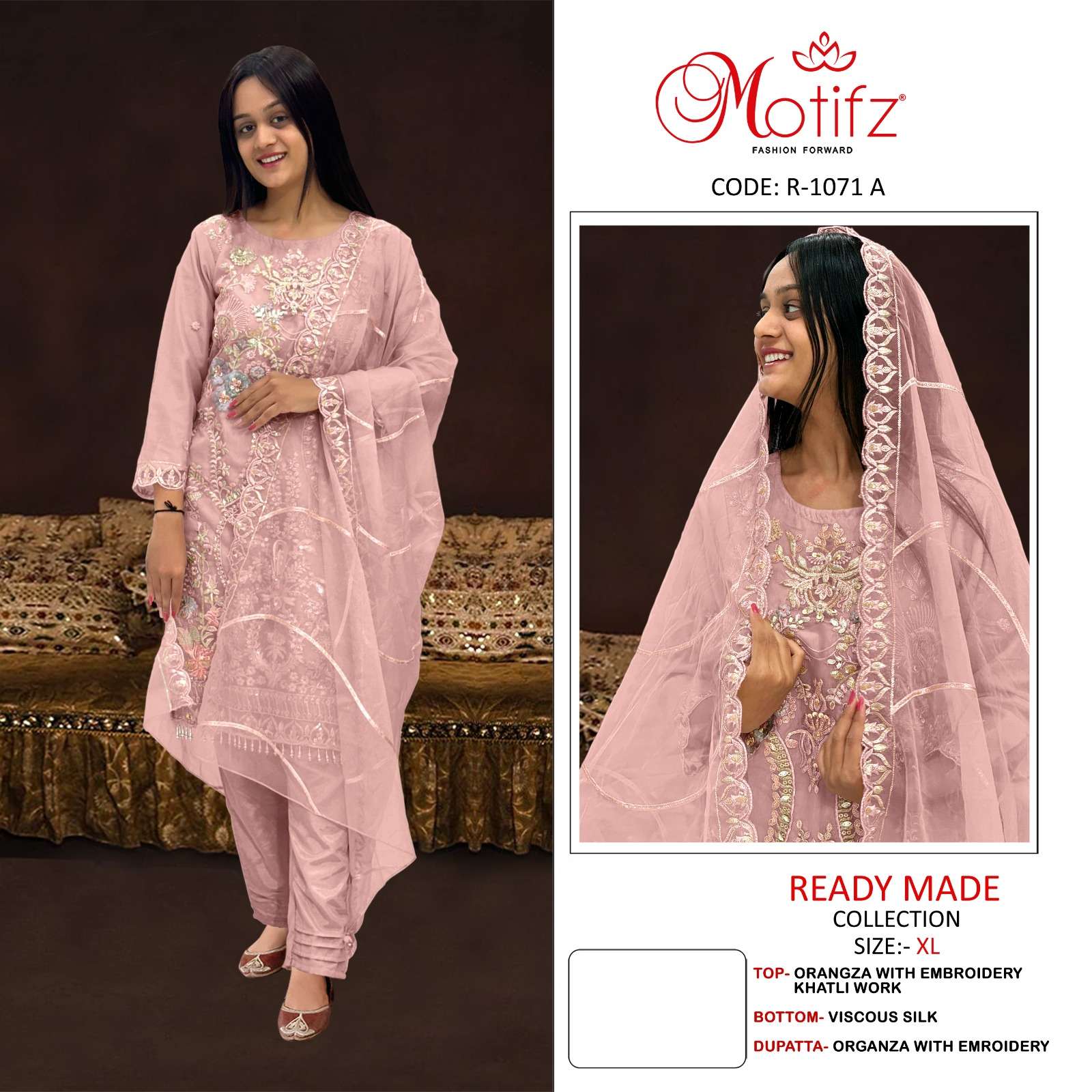 MOTIFZ 1071 COLOURS BY MOTIFZ DESIGNER ORGANZA EMBROIDERY PAKISTANI DRESSES