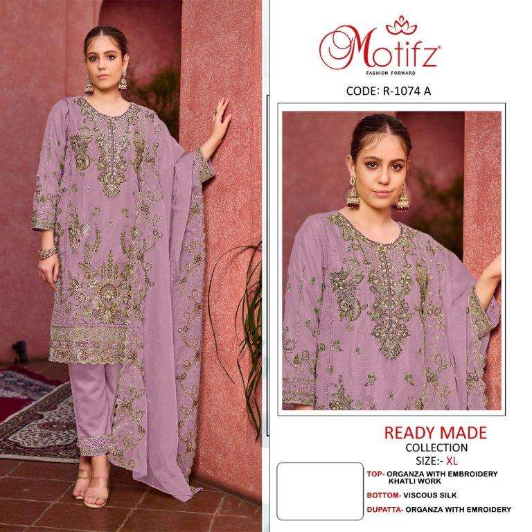 MOTIFZ 1074 COLOURS BY MOTIFZ DESIGNER ORGANZA EMBROIDERY PAKISTANI DRESSES