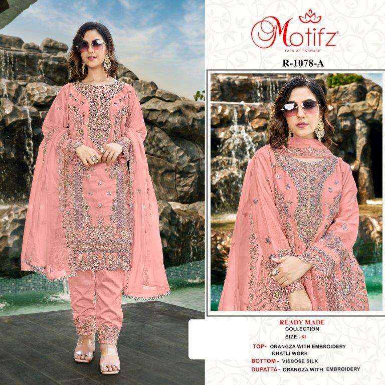 MOTIFZ 1078 COLOURS BY MOTIFZ DESIGNER ORGANZA EMBROIDERY PAKISTANI DRESSES