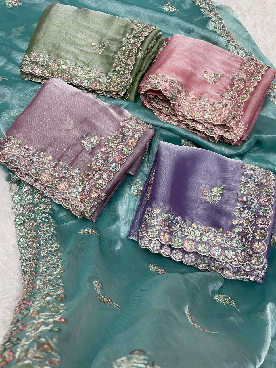 MP-379 BY ASLIWHOLESALE DESIGNER SOFT BURBURY JIMMY CHOO WORK SAREES