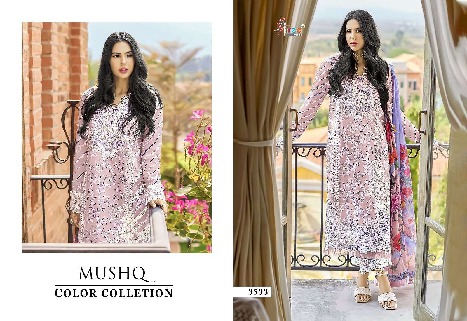 MUSHQ 3533 NX BY SHREE FABS DESIGNER PURE LAWN CAMBRIC COTTON PRINT DRESSES