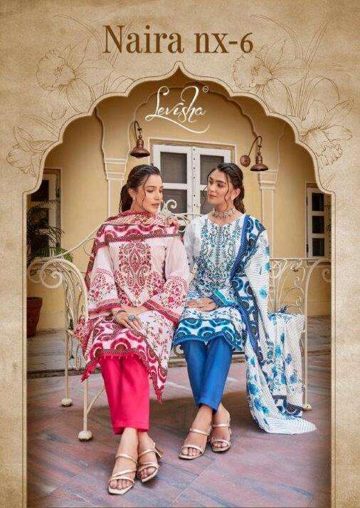 NAIRA NX VOL-06 BY LEVISHA 6013 TO 6019 SERIES CAMBRIC COTTON EMBROIDERY DRESSES