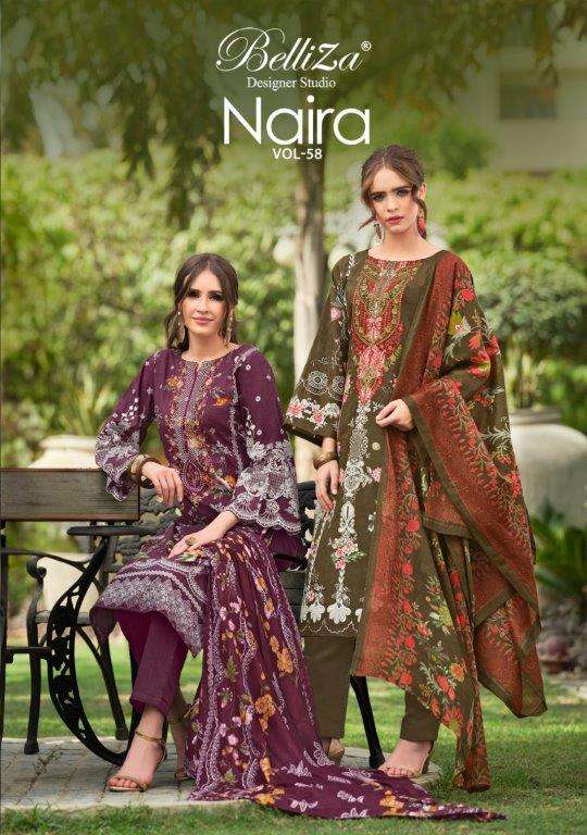 NAIRA VOL-58 BY BELLIZA 933-001 TO 933-008 SERIES COTTON EMBROIDERY DRESSES