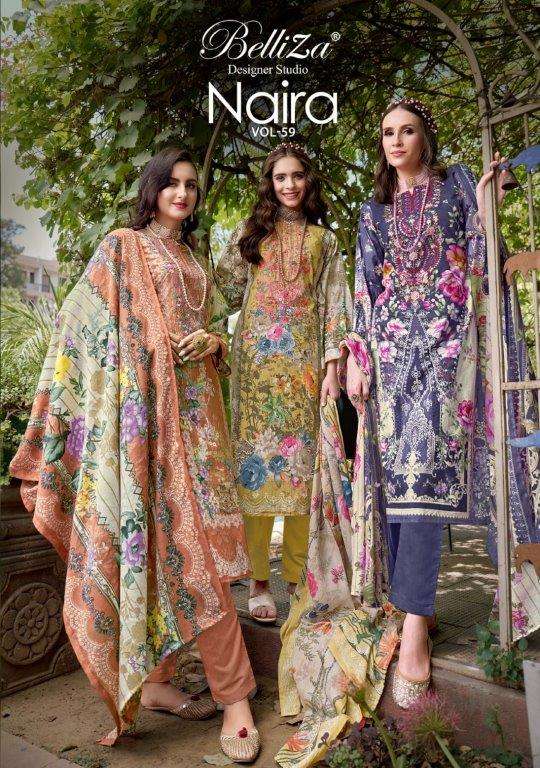 NAIRA VOL-59 BY BELLIZA 934-001 TO 934-008 SERIES COTTON EMBROIDERY DRESSES