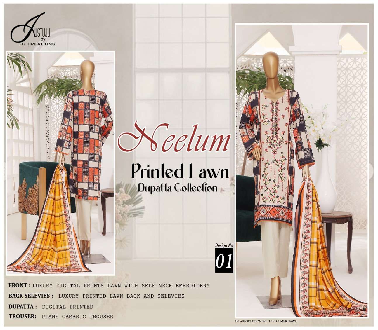 NEELUM MEHBOOBA BY ASLIWHOLESALE DESIGNER LAWN COTTON PRINTED DRESSES