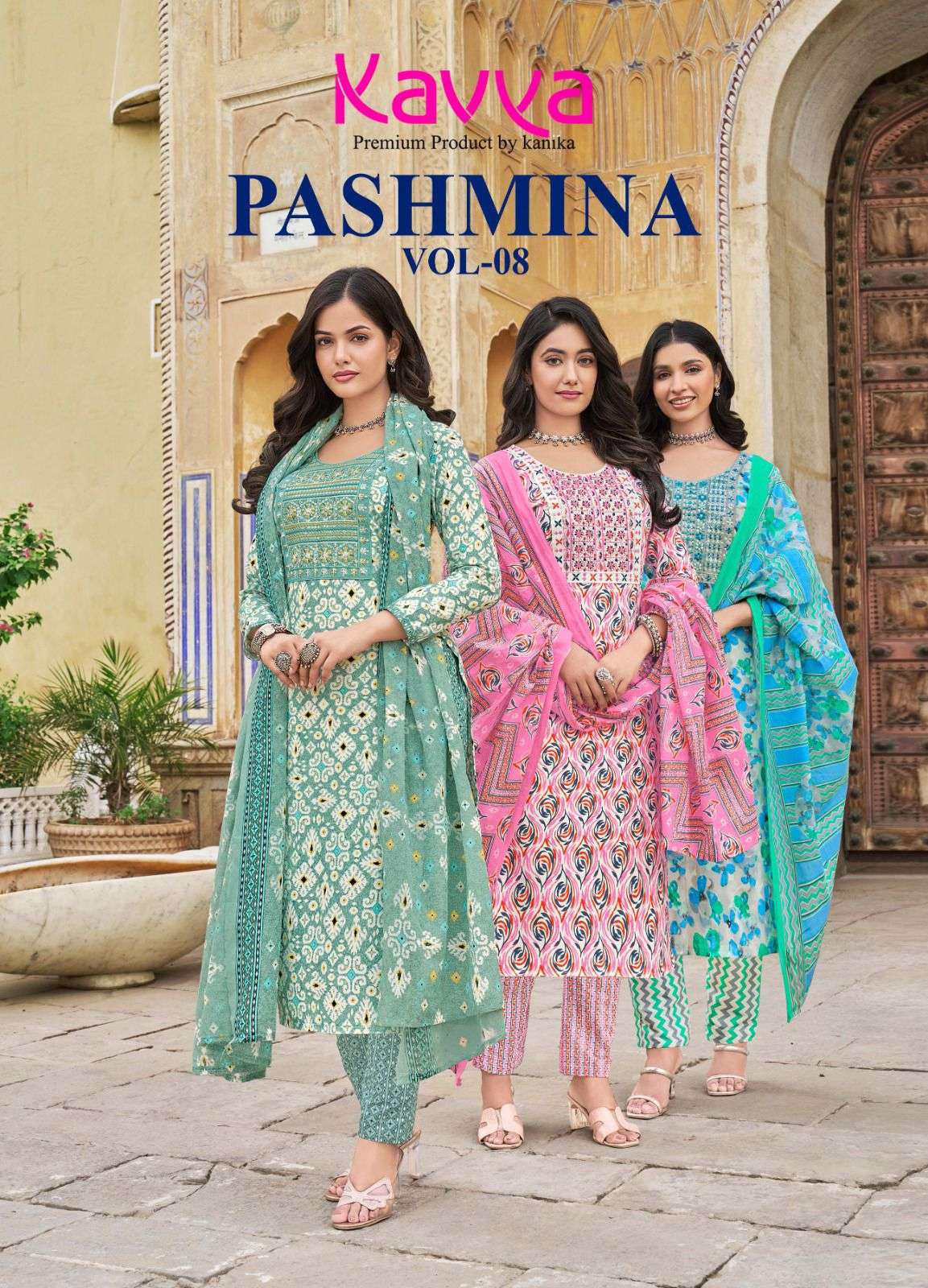 PASHMINA VOL-8 BY KAVYA 8001 TO 8010 SERIES COTTON LINING PRINT DRESSES