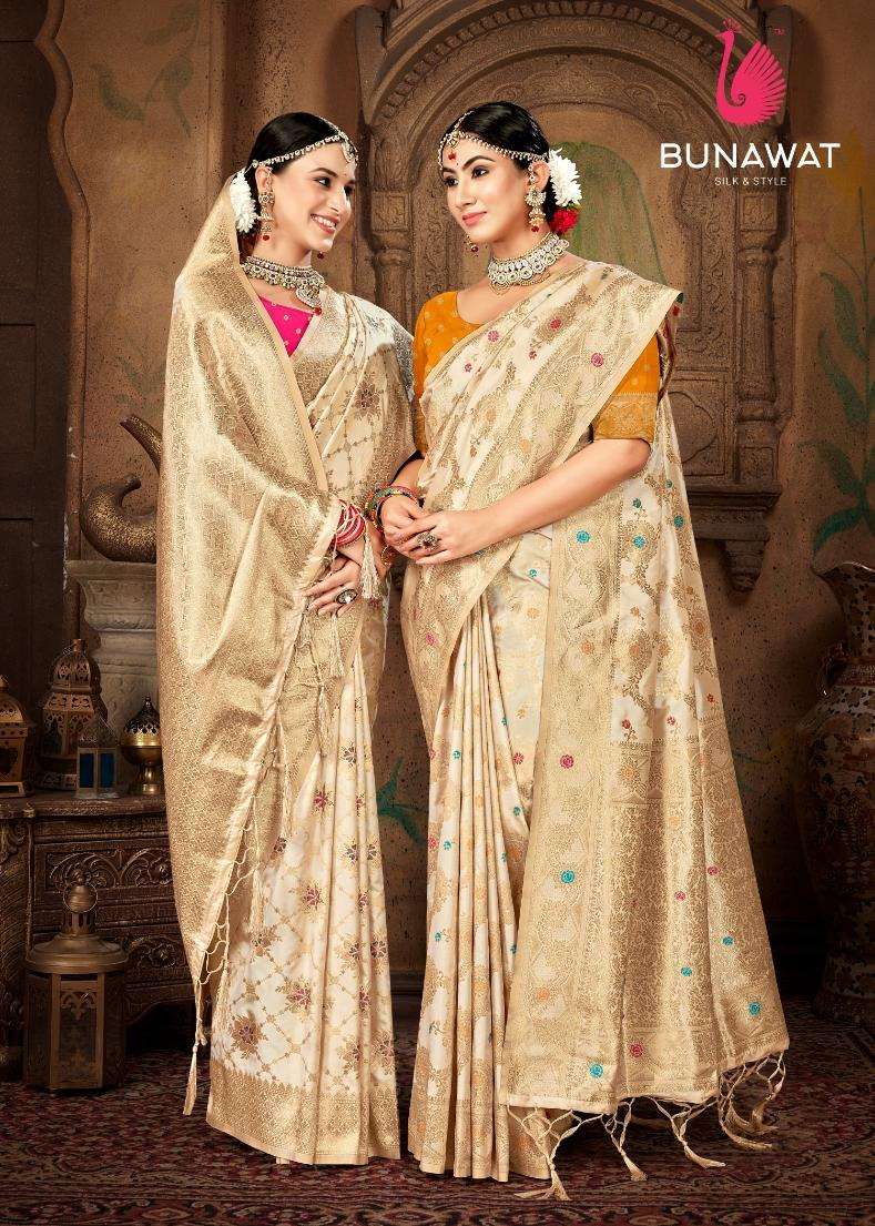 PAVITRA SILK BY BUNAWAT 1001 TO 1006 SERIES BANARASI SILK PRINT SAREES